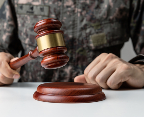 Photo of solider holding a gavel