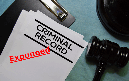 Photo of folder labeled Criminal Record and Expunged stamped on top of it